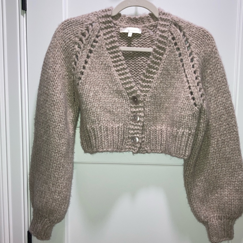 Love Shack Fancy - Marshe Crop cardigan in Fawn. NWOT. Size XS. Color: Fawn